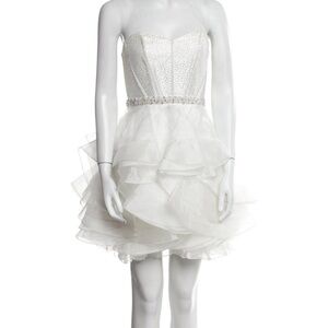 Jovani White Strapless Dress with Rhinestones